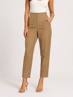 High Waist Khaki Tailored Trousers Japna NWT Medium Straight Leg Pants